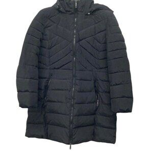 Kenneth Cole Reaction Black Quilted Puffer Coat With Hood Womens XL